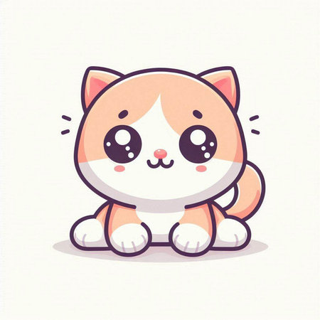 Cute cat vector illustration. Cute kawaii pet character.のイラスト素材