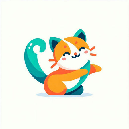 Cute cartoon cat character. Vector illustration in a flat style.のイラスト素材