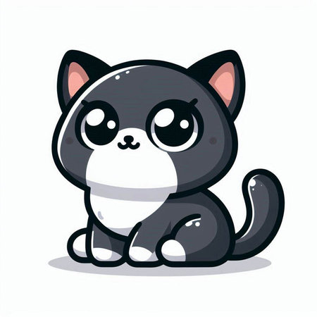 Cute cartoon cat isolated on a white background. Vector illustration.のイラスト素材