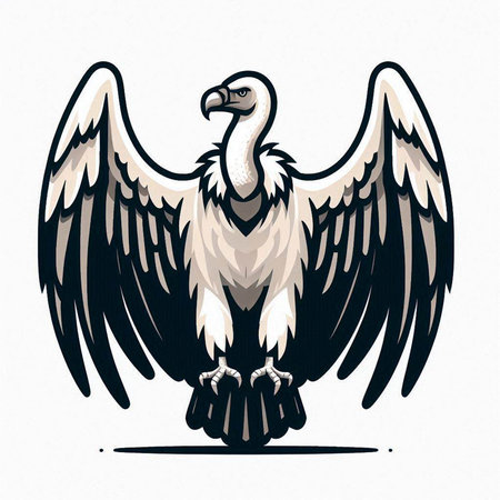 Griffon vulture on white background. Hand drawn vector illustration.のイラスト素材