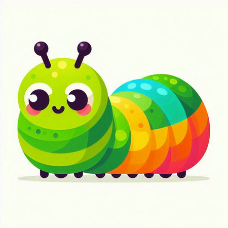 Cute cartoon caterpillar. Vector illustration isolated on white background.のイラスト素材