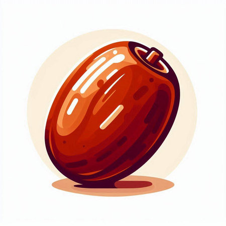 Illustration of a ripe date fruit isolated on a white background.のイラスト素材