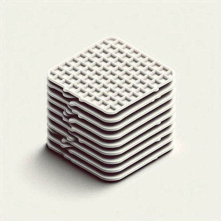 Waffle-basket on a white background. 3d illustrationのイラスト素材