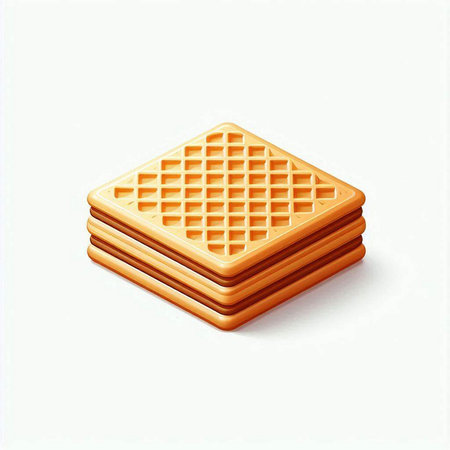 Illustration of a stack of belgian waffles on a white backgroundのイラスト素材