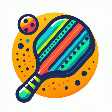 Tennis racket and ball on a colorful background. Vector illustration.のイラスト素材