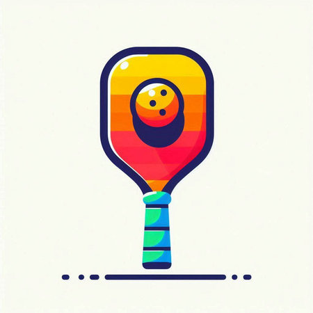 Vector illustration of a bowling ball on a racket. Colorful icon in flat style.のイラスト素材