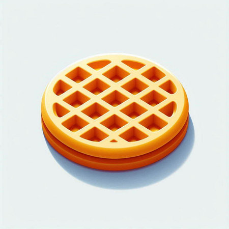 waffle isolated on a white background, 3d render, illustrationのイラスト素材
