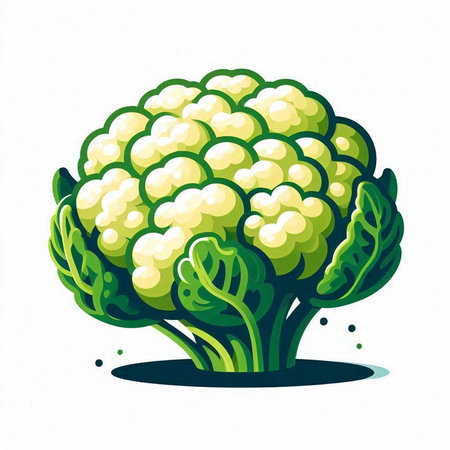Cauliflower isolated on a white background. Vector illustration. Vegetarian food.のイラスト素材