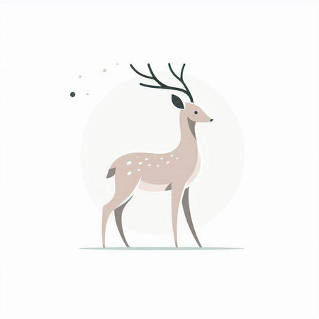 Hand drawn deer. Vector illustration in scandinavian style.のイラスト素材