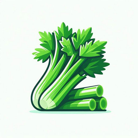Illustration of fresh celery on white background. Vector illustration.のイラスト素材
