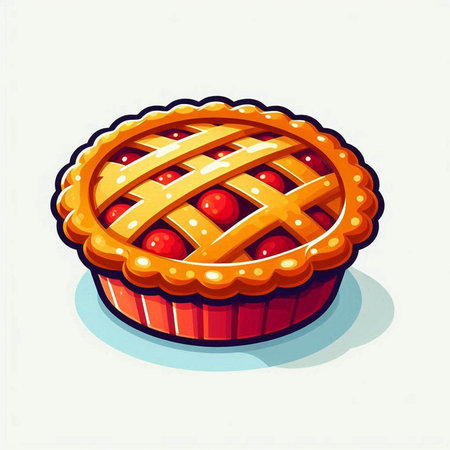 Illustration of a cherry pie on a white background. Vector illustration.のイラスト素材