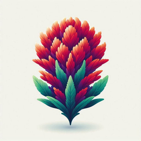 Illustration of a red and green flower on white background - vectorのイラスト素材