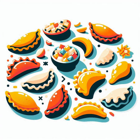 Vector illustration of traditional dumplings on white background. EPS 10のイラスト素材