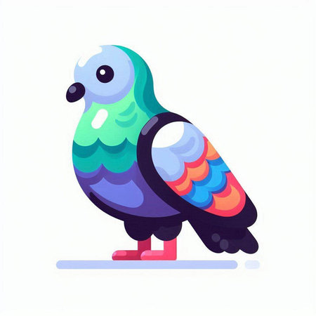 Pigeon in cartoon style on a white background. Vector illustration.のイラスト素材