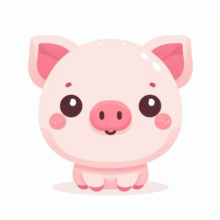 Cute pig. Cute cartoon animal character. Vector illustration.のイラスト素材