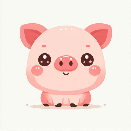 Cute cartoon pig. Vector illustration of a cute little pig.のイラスト素材