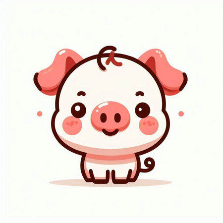 Cute cartoon pig. Vector illustration isolated on a white background.のイラスト素材