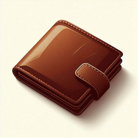 Brown leather wallet on a white background. 3d rendering. Computer digital drawing.のイラスト素材