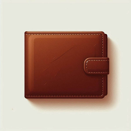 Brown leather wallet isolated on white background. Clipping path included.のイラスト素材