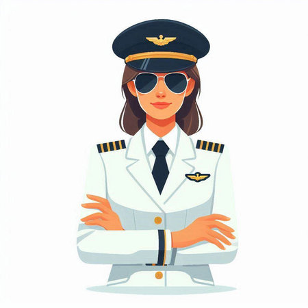 Pilot in uniform and sunglasses. Vector illustration in cartoon style.のイラスト素材