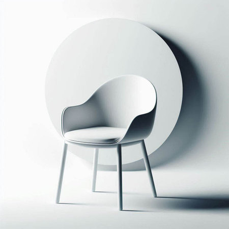 3d rendering of a chair in a room with white walls.のイラスト素材