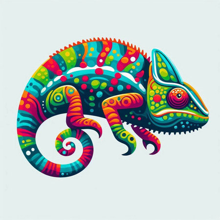 Colorful chameleon. Vector illustration. Colored chameleon.のイラスト素材