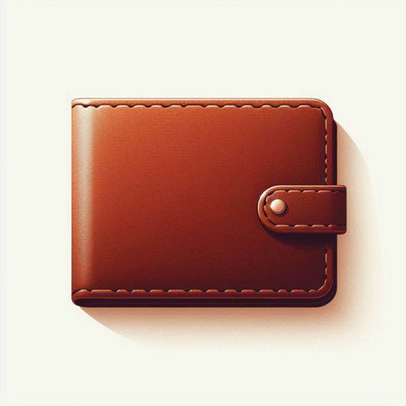 Brown leather wallet on white background. Vector illustration. Eps 10.のイラスト素材