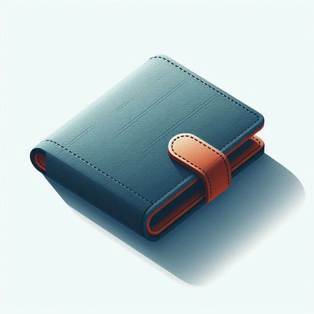 Blue leather wallet on a white background. Vector illustration. Eps 10.のイラスト素材
