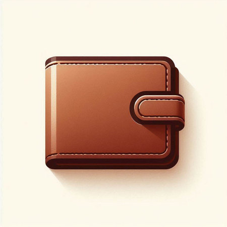 Brown leather wallet on white background. Vector illustration. Eps 10.のイラスト素材