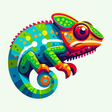 colorful chameleon on a light background. vector illustration.のイラスト素材