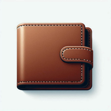 Brown leather wallet isolated on white background. 3d render illustration.のイラスト素材
