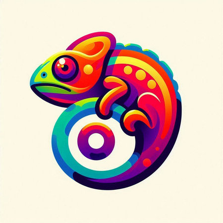 Colorful chameleon on a white background. Vector illustration.のイラスト素材
