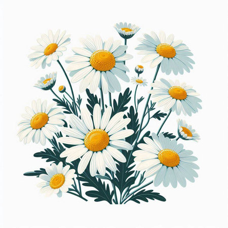 Chamomile bouquet on white background. Vector illustration.のイラスト素材