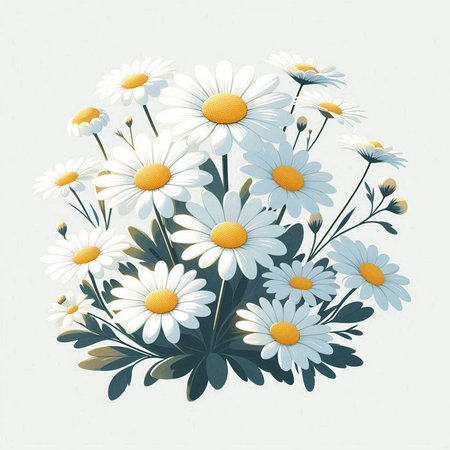 Beautiful chamomile bouquet on white background. Vector illustration.のイラスト素材