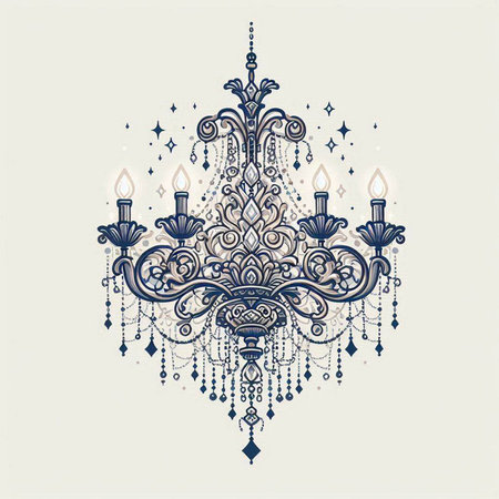 Vintage hand drawn chandelier. Vector illustration for your designのイラスト素材