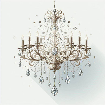 Luxury crystal chandelier. Vector illustration for your designのイラスト素材