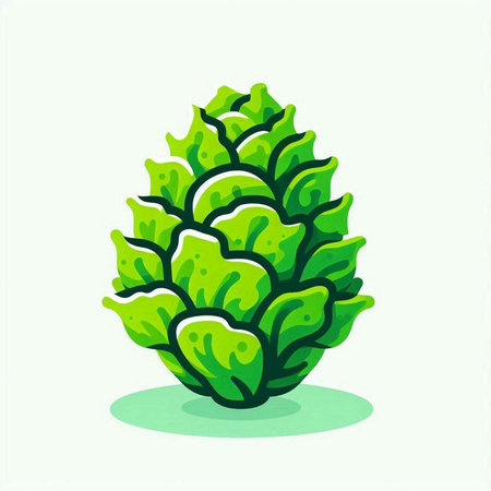 Illustration of a green pine cone isolated on a white background.のイラスト素材