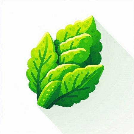 Green leaves of lettuce isolated on a white background. Vector illustration.のイラスト素材