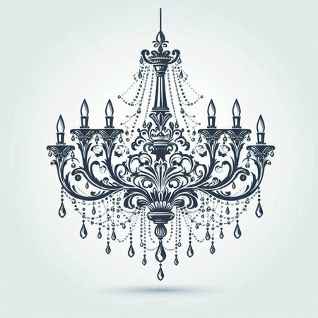 Vintage chandelier. Vector illustration of chandelier.のイラスト素材