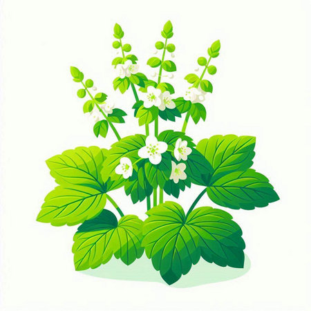 Illustration of a bunch of flowers and leaves on a white backgroundのイラスト素材
