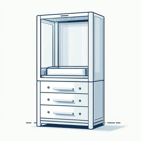 Illustration of a cabinet with drawers on a white background.のイラスト素材