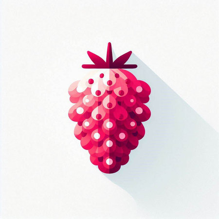 strawberry with long shadow on white background, vector illustration.のイラスト素材
