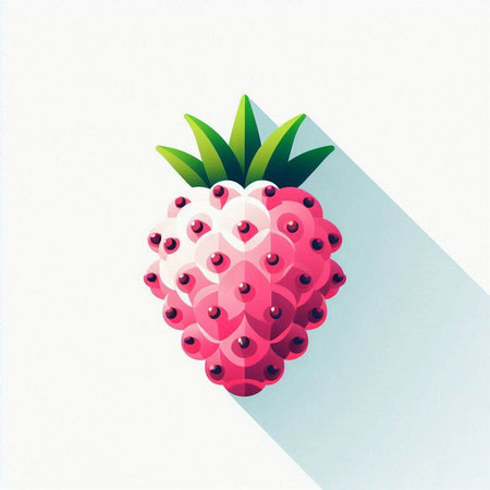 strawberry with long shadow on white background. vector illustration.のイラスト素材
