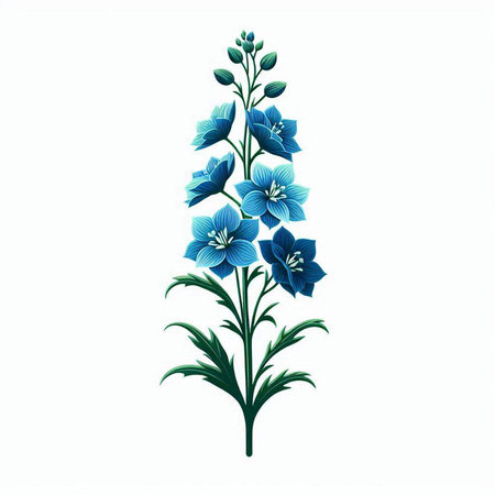Blue flowers isolated on white background. Vector illustration for your design.のイラスト素材