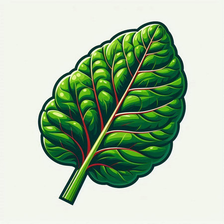 Leaf of chard. Vector illustration. Isolated on white background.のイラスト素材