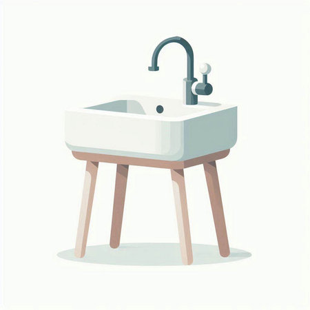 Vector illustration of a modern washbasin in a flat style.のイラスト素材