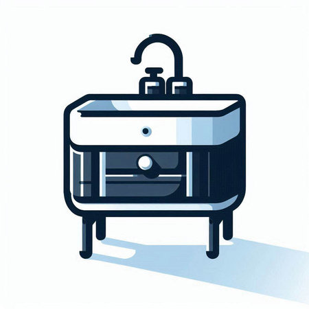 Bathroom sink and faucet icon. Vector illustration.のイラスト素材
