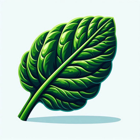 Spinach leaf isolated on white background. Vector illustration in cartoon style.のイラスト素材