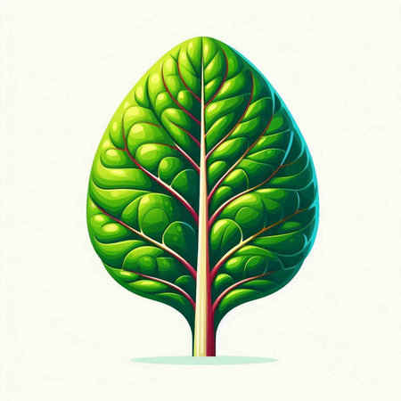 Illustration of a green leaf on a white background. Vector illustrationのイラスト素材