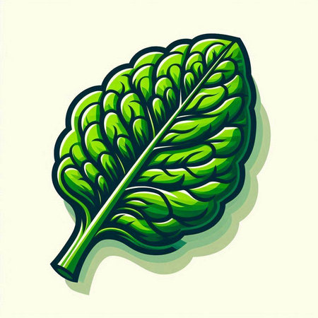 Illustration of a green lettuce leaf isolated on a white background.のイラスト素材